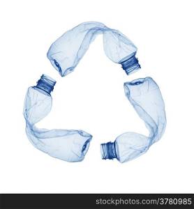 Concept of recycle.Empty used plastic bottle on white background