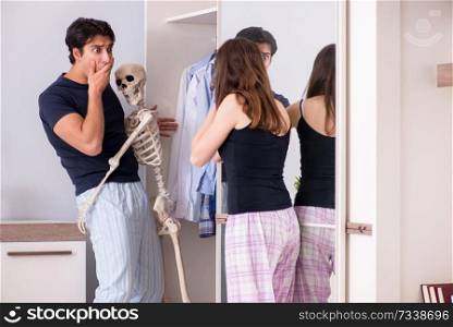 Concept of Skeleton in the cupboard or closet