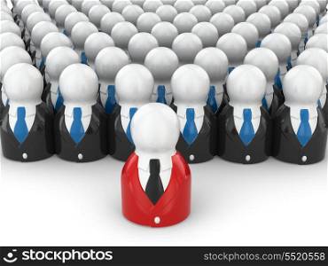 Concept of team leader. People on white background. 3d