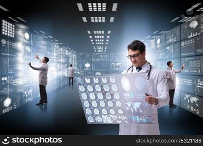 Concept of telemedicine with male doctor