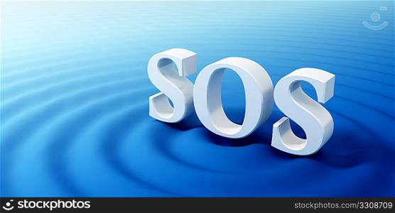 concept of the SOS symbol sinking in the ocean