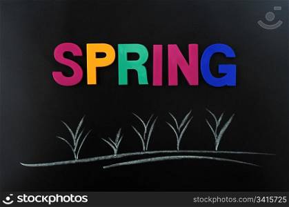 Concept of the spring on a blackboard