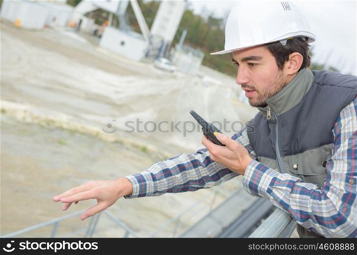 concept of worker giving a signal