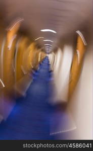 Concept photograph of motion blurred corridor