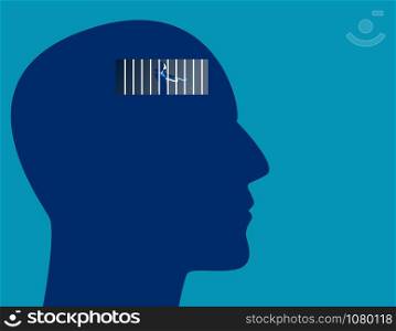 Concept prisoner of mind. Vector flat illustration.