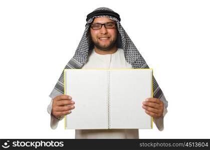 Concept with arab man isolated on white