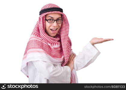 Concept with arab man isolated on white