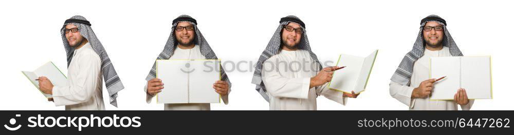 Concept with arab man isolated on white