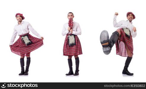 Concept with funny scotsman isolated on white