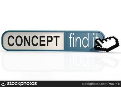 Concept word on the blue find it banner image with hi-res rendered artwork that could be used for any graphic design.