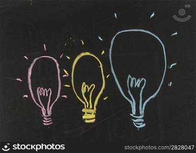 Conceptional chalk drawing - Group of lamps