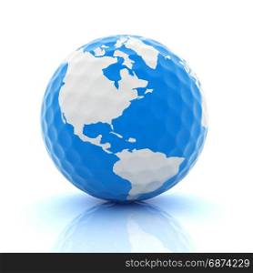 Conceptual 3d illustration. Golf ball world globe