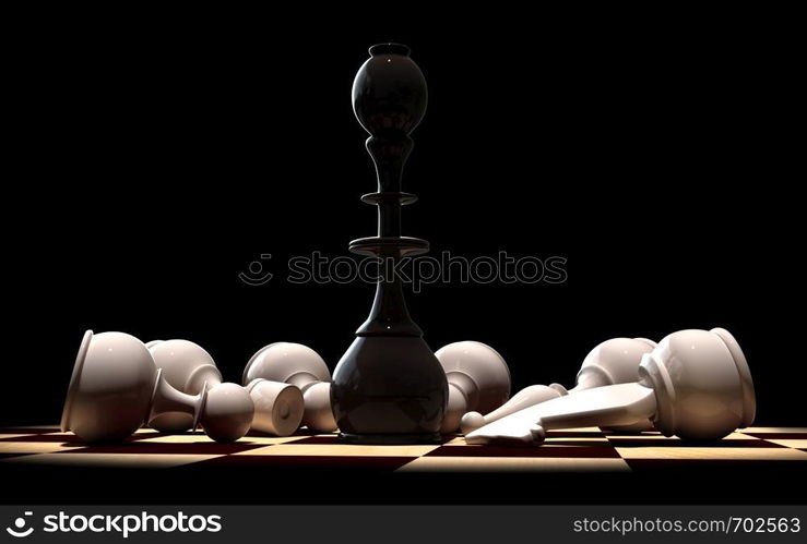 Conceptual 3d render of chess situation