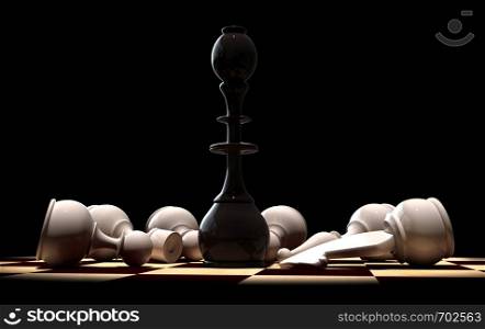 Conceptual 3d render of chess situation