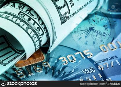 Conceptual background on the topic of business time is money in business toned colors. Conceptual background on the topic of business time is money