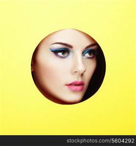 Conceptual beauty portrait of beautiful young woman. Cosmetic Eyeshadows. Fashion photo