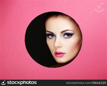 Conceptual beauty portrait of beautiful young woman. Cosmetic Eyeshadows. Fashion photo