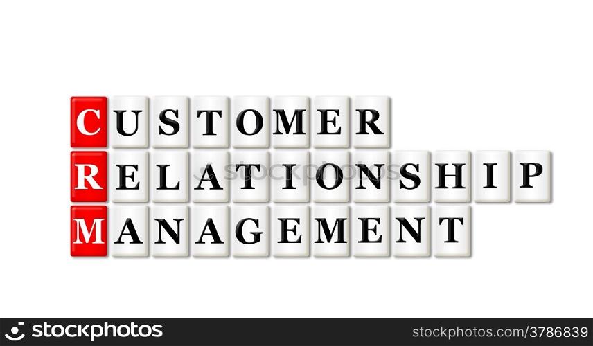 Conceptual CRM Customer Relationship Management acronym on white