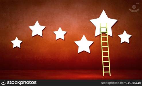 Conceptual designed image with ladder to stars