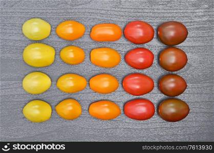Conceptual Gradient Various Colorful Cherry Tomatoes