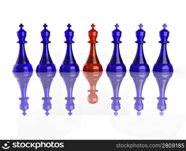 Conceptual image of false leadership. Chess. 3d