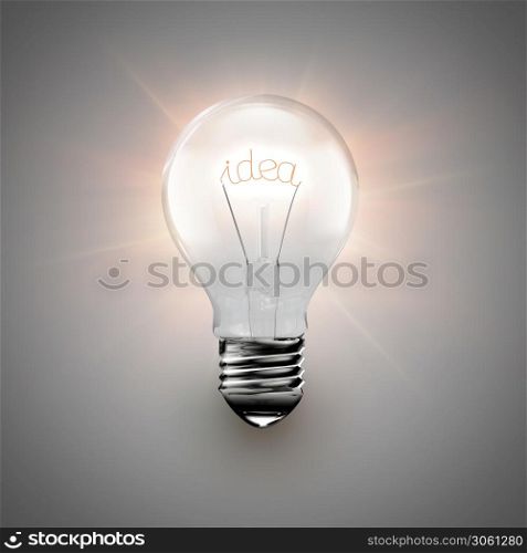 conceptual image of idea with a light bulb on light background