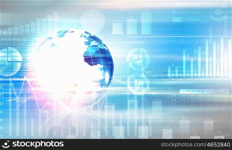 Conceptual image of modern business and technology with Earth planet. Global business planning