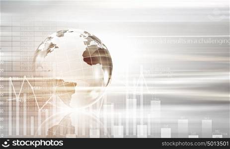 Conceptual image of modern business and technology with Earth planet. Global business planning