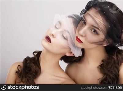 Conceptual Image. Two Fancy Women with Veils