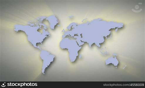Conceptual image with world map on concrete wall. World map
