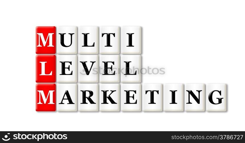 Conceptual MLM Multi Level Marketing acronym on white