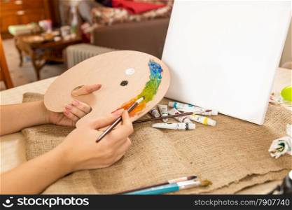 Conceptual photo of drawing hobby at home