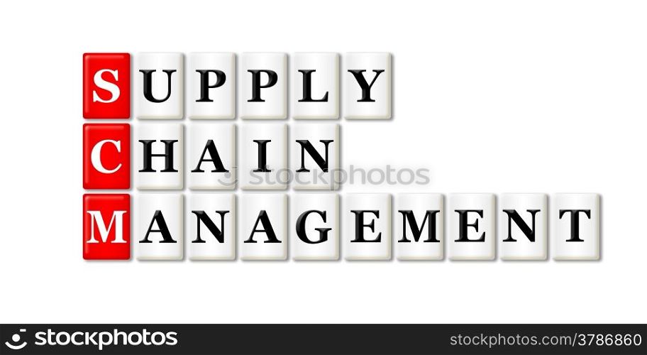 Conceptual SCM Supply Chain Management acronym on white