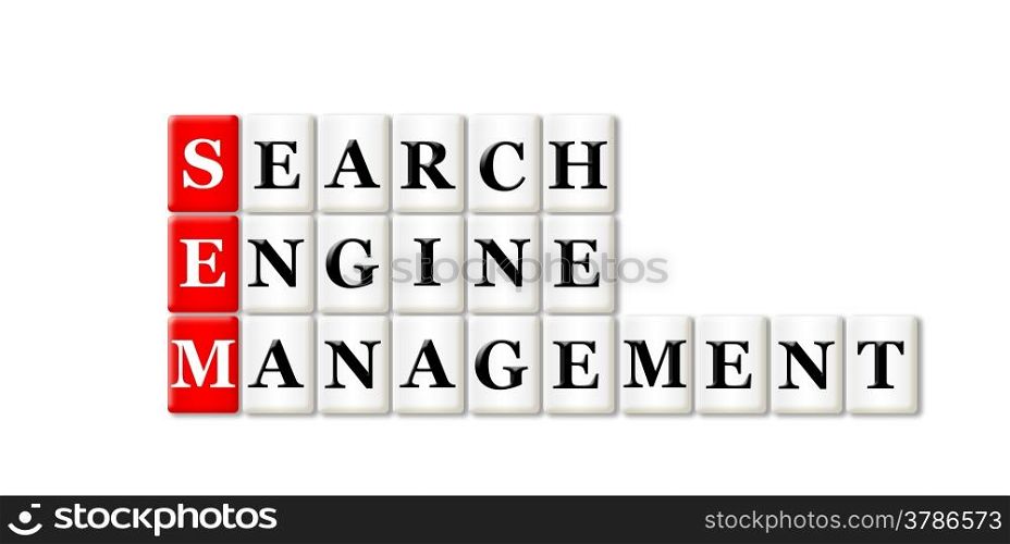 Conceptual SEM Searh Engine Management acronym on white