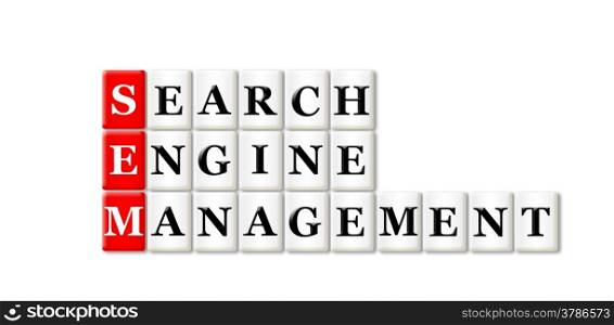 Conceptual SEM Searh Engine Management acronym on white
