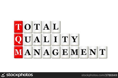 Conceptual TQM Total Quality Management acronym on white