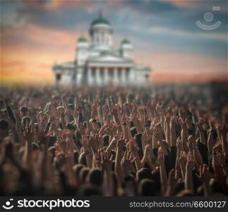concert of Helsinki. A crowd of people celebrating a holiday