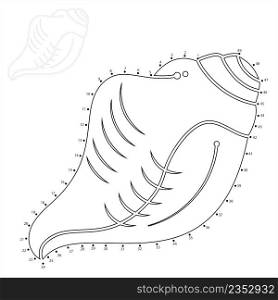 Conch Icon Dot To Dot, Shell Icon, Snail Shell Spiral Shape Vector Art Illustration