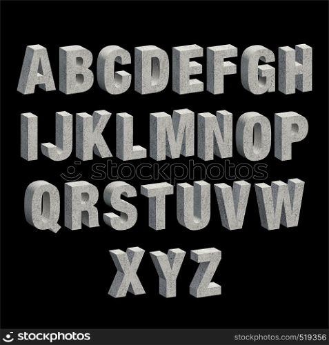 Concrete 3D letters. Vector illustration.