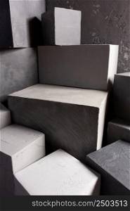 Concrete cube or cement block as abstract background texture. Art or construction concept