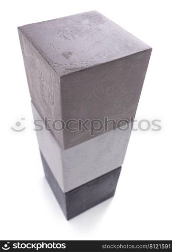 Concrete cube or cement block isolated on white background. Construction brick isolate