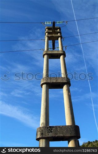 concrete electric tower pole retro vintage industrial construction in Spain