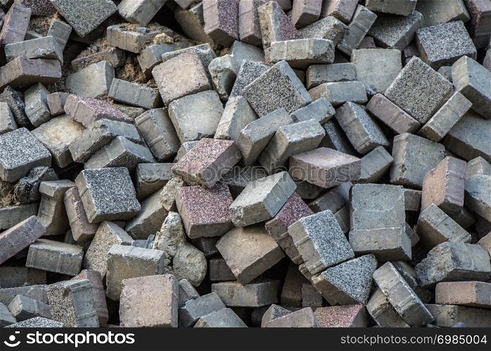 Concrete pavement tile stones as building material