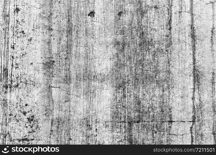Concrete stain in the white wall, Texture of grey concrete wall with dark water marks running vertically down lines.