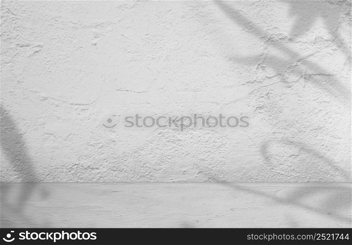 Concrete wall product backdrop with nature leaves shadow