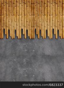 concrete wall with bamboo texture