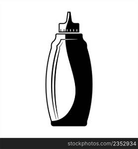 Condiment Bottle Icon, Condiment Squeeze Bottle, Condiment Dispenser, Dispensing Bottle Vector Art Illustration