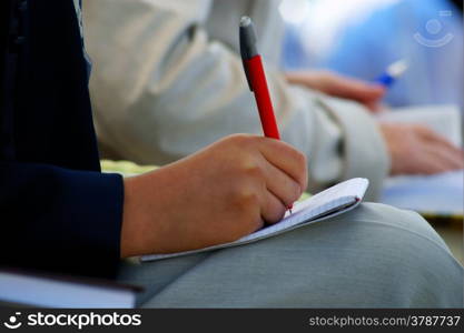 conference meeting, Hands, pen, notebooks and writing&#xD;&#xD;