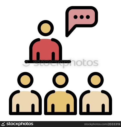 Conference speech icon. Outline conference speech vector icon color flat isolated. Conference speech icon color outline vector