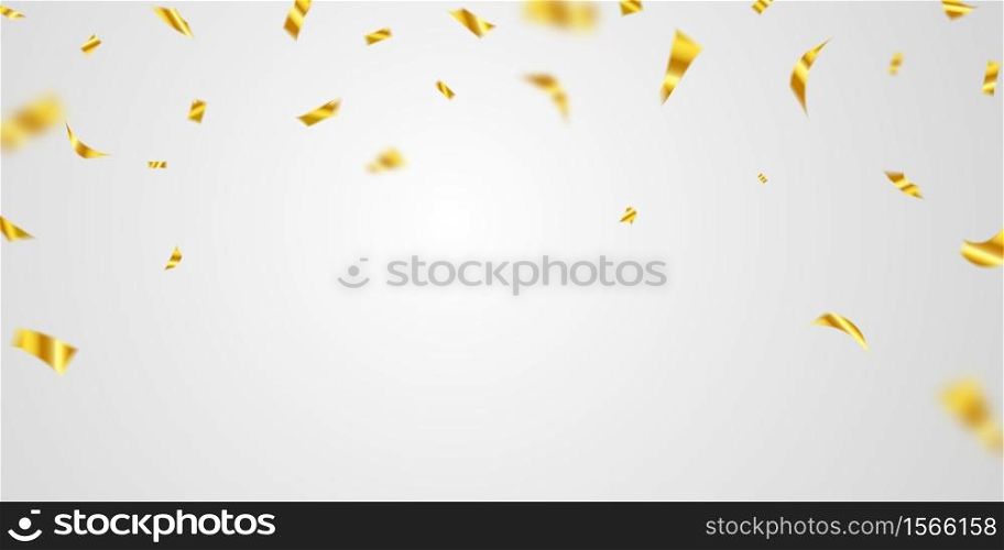 confetti gold celebration background template with ribbons. luxury greeting rich card.